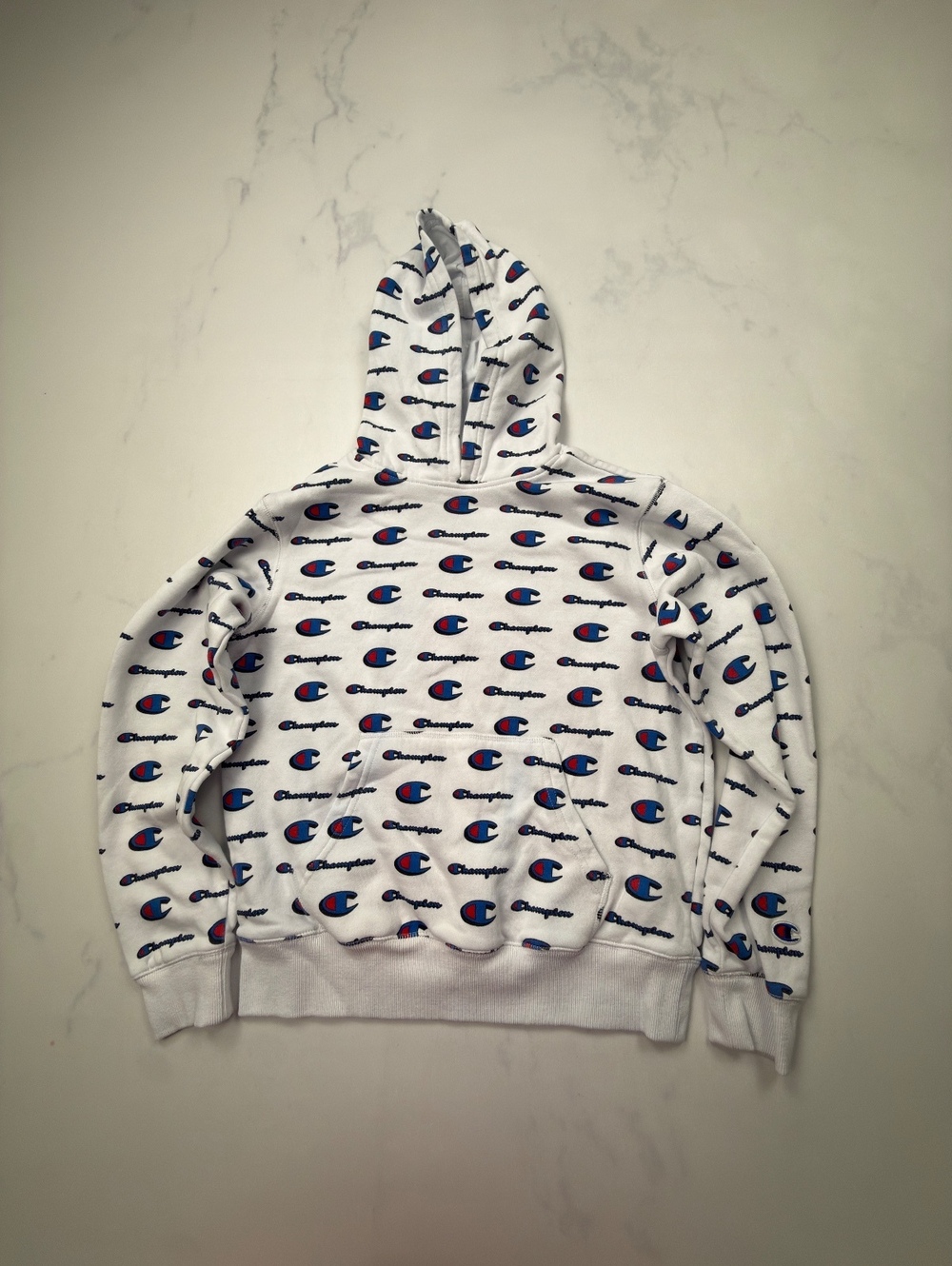 Champion Authentic Athleticwear Hoodie White 2010s Streetwear - Boys L
